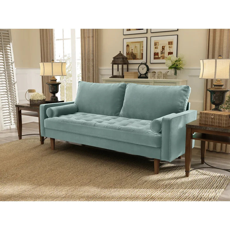 Office Sofa : JOHN 69.68'' Velvet Square Arm Sofa
