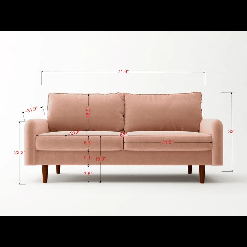 Office Sofa : JOY 71.6'' Velvet Square Arm Sofa