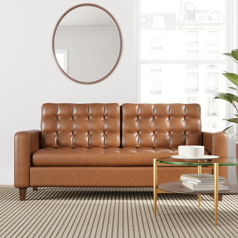 Office Sofa : SID 76'' Vegan Leatherette Square Arm Sofa