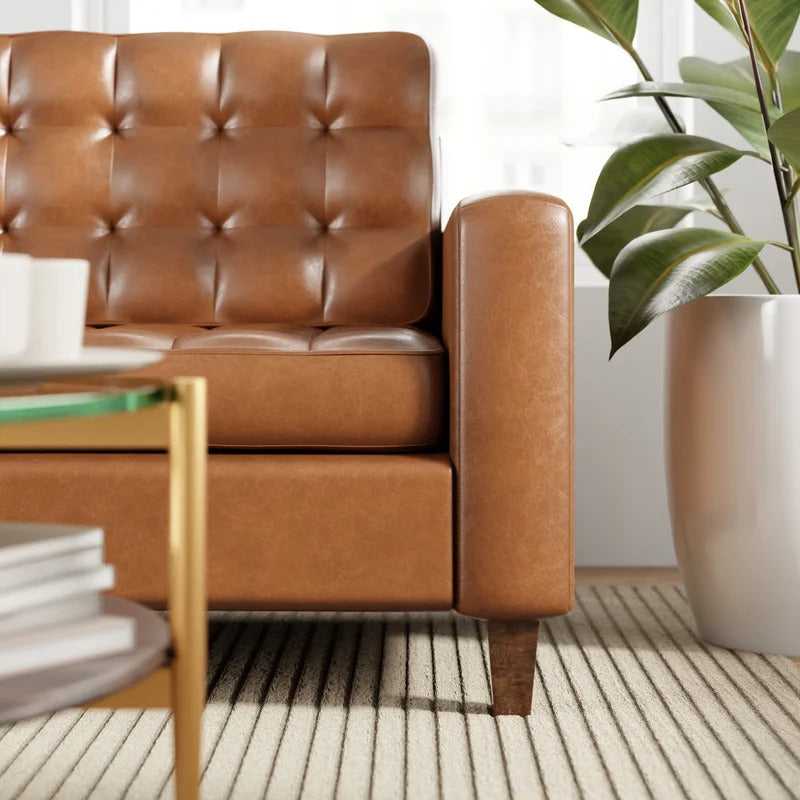 Office Sofa : SID 76'' Vegan Leatherette Square Arm Sofa