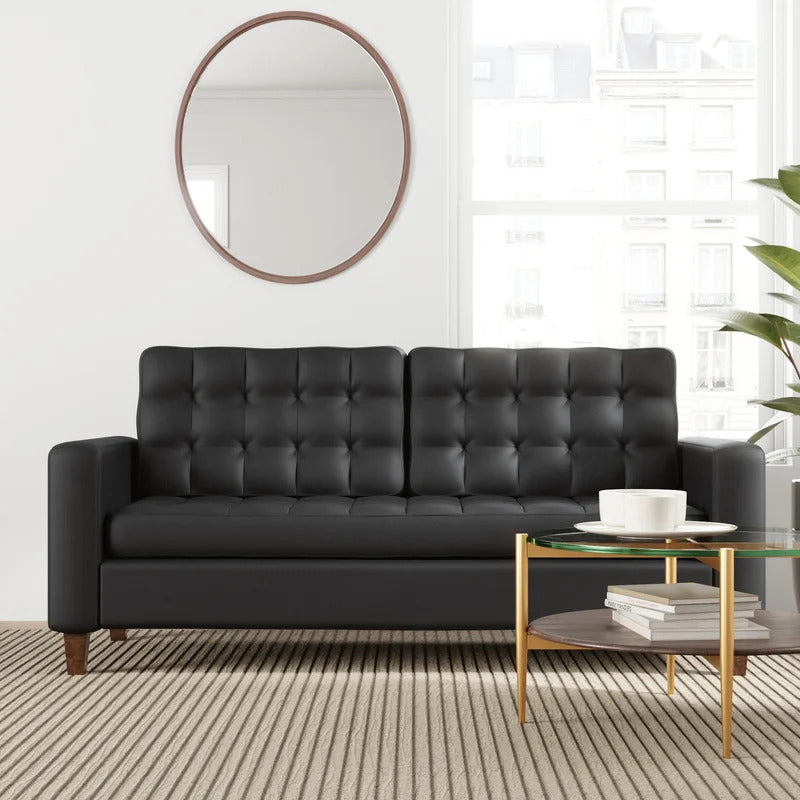 Office Sofa : SID 76'' Vegan Leatherette Square Arm Sofa