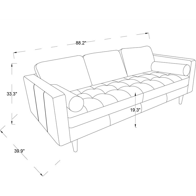Office Sofa : ZEN 84'' Velvet Square Arm Sofa