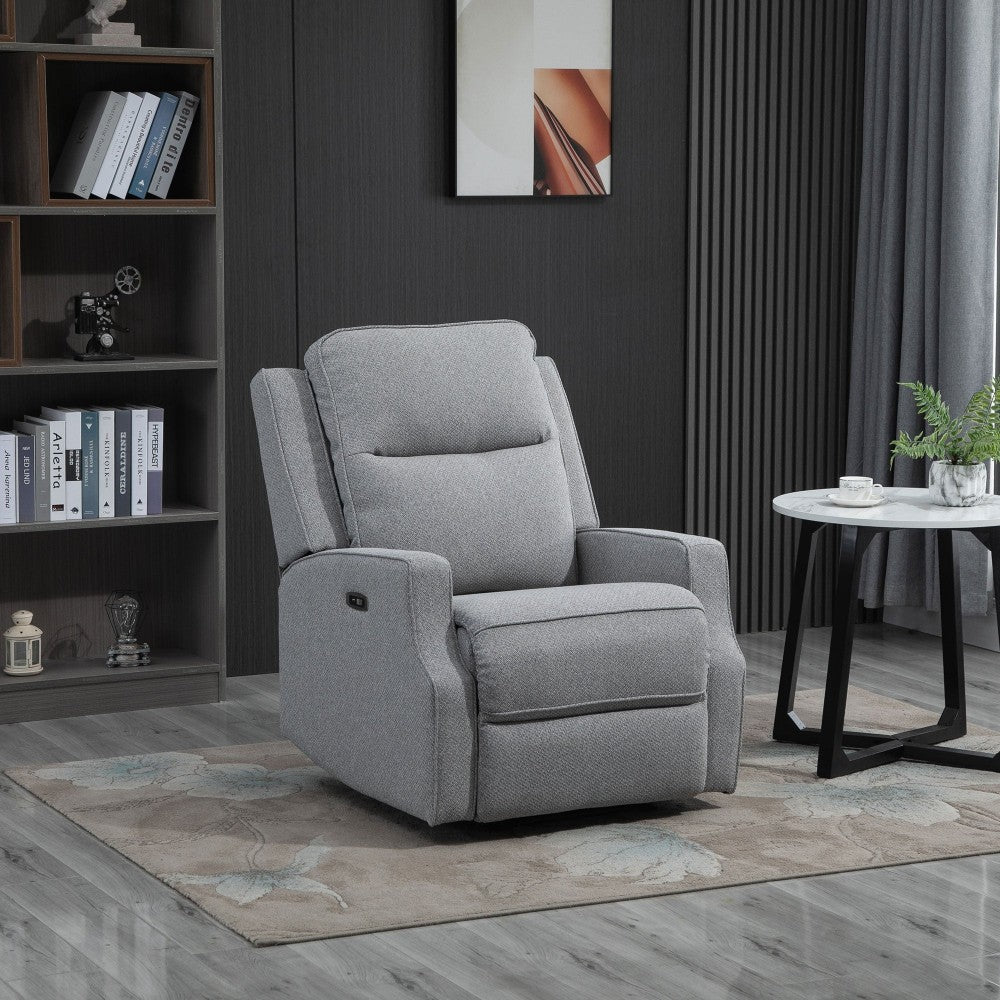 One seater sofa: Alzena Grey Fabric Upholstered Recliner Chair/Armchair Sofa With Retractable Footrest
