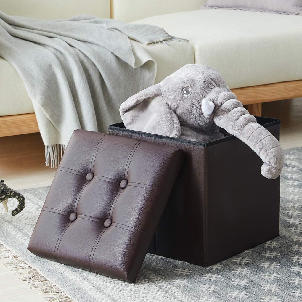 Ottomans : 15 inches Storage Ottoman Cube, Foldable Storage Boxes
