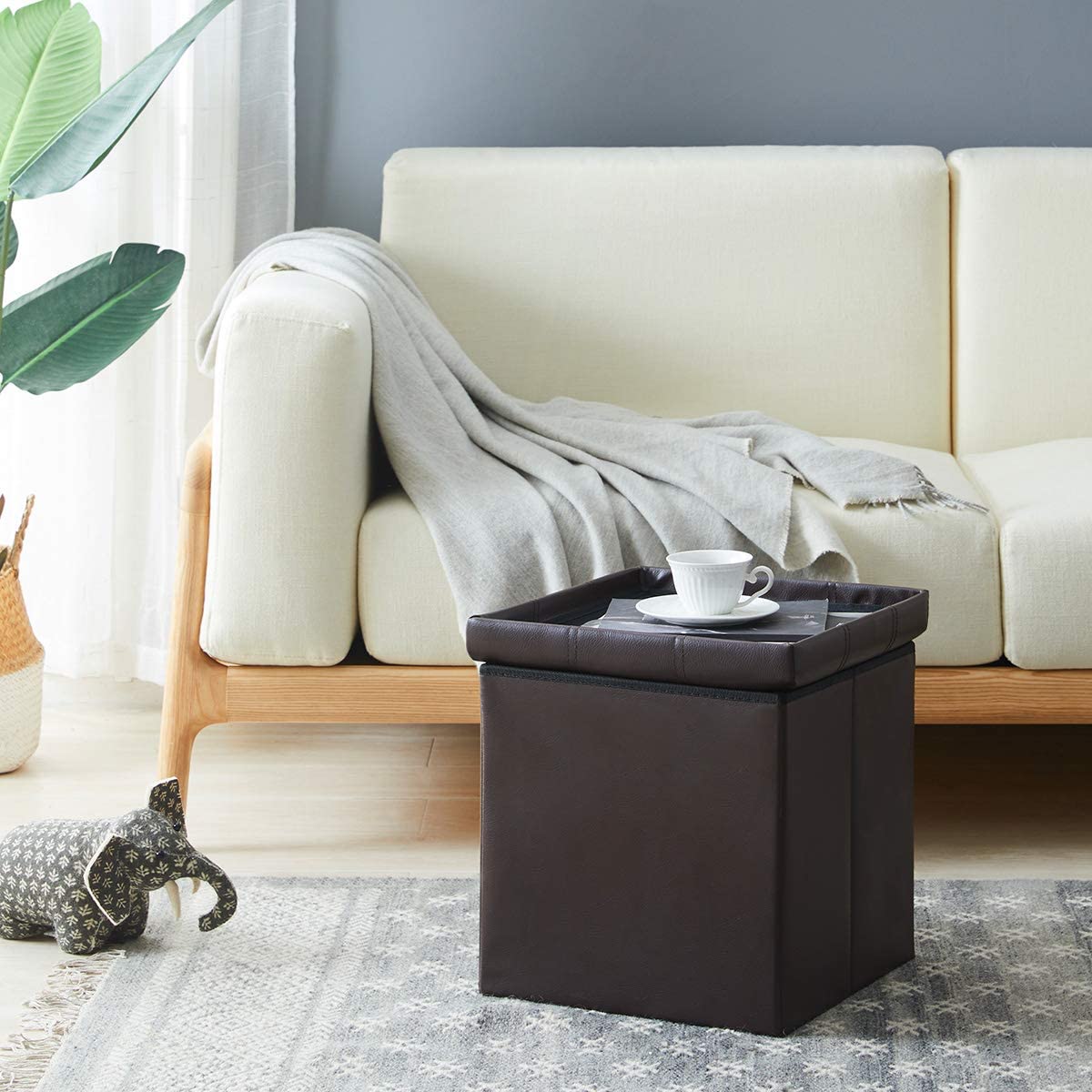 Ottomans : 15 inches Storage Ottoman Cube, Foldable Storage Boxes