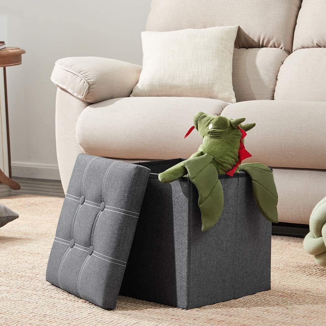 Ottomans : 15 inches Storage Ottoman Cube, Foldable Storage Boxes