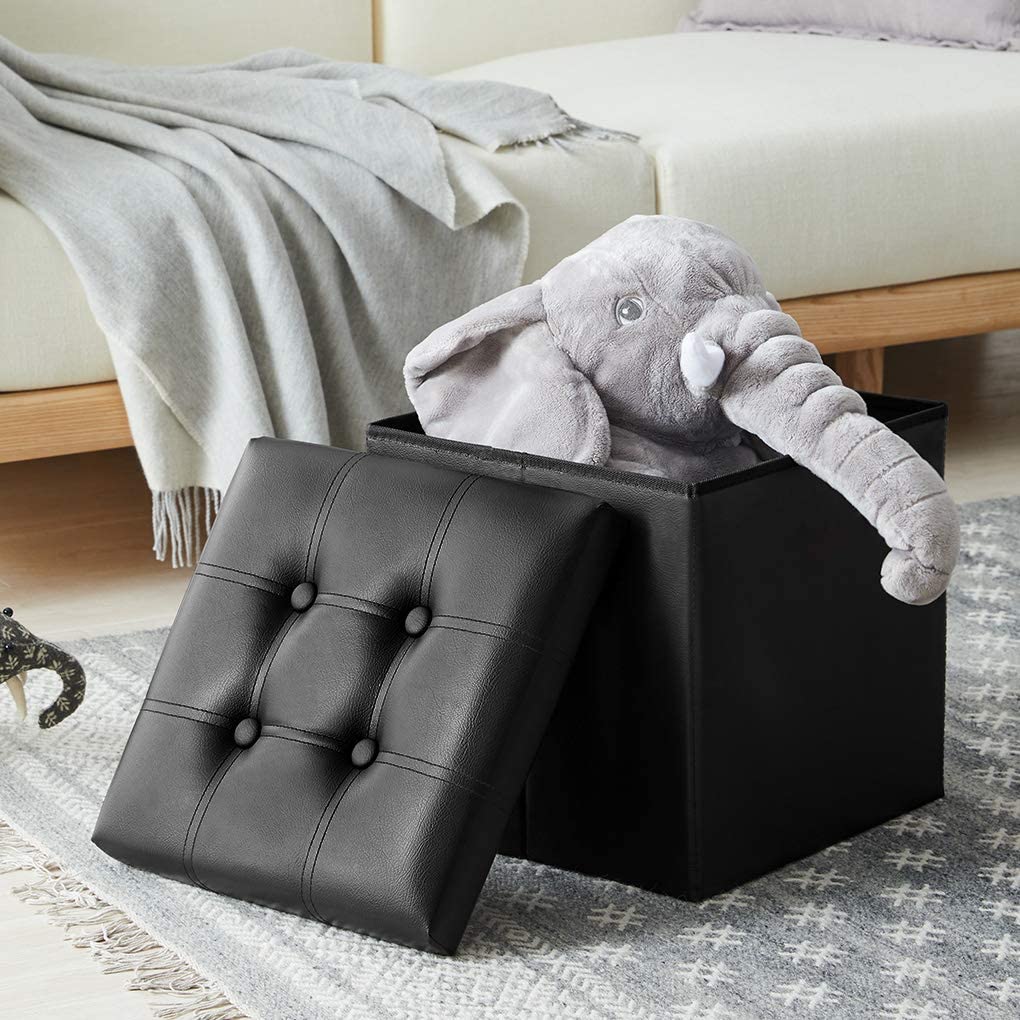Ottomans : 15 inches Storage Ottoman Cube, Foldable Storage Boxes