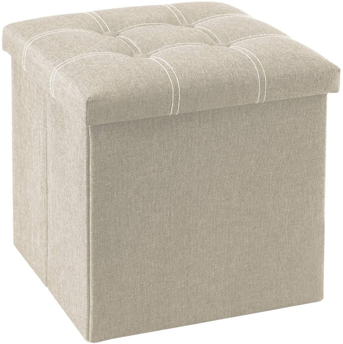 Ottomans : 15 inches Storage Ottoman Cube, Foldable Storage Boxes
