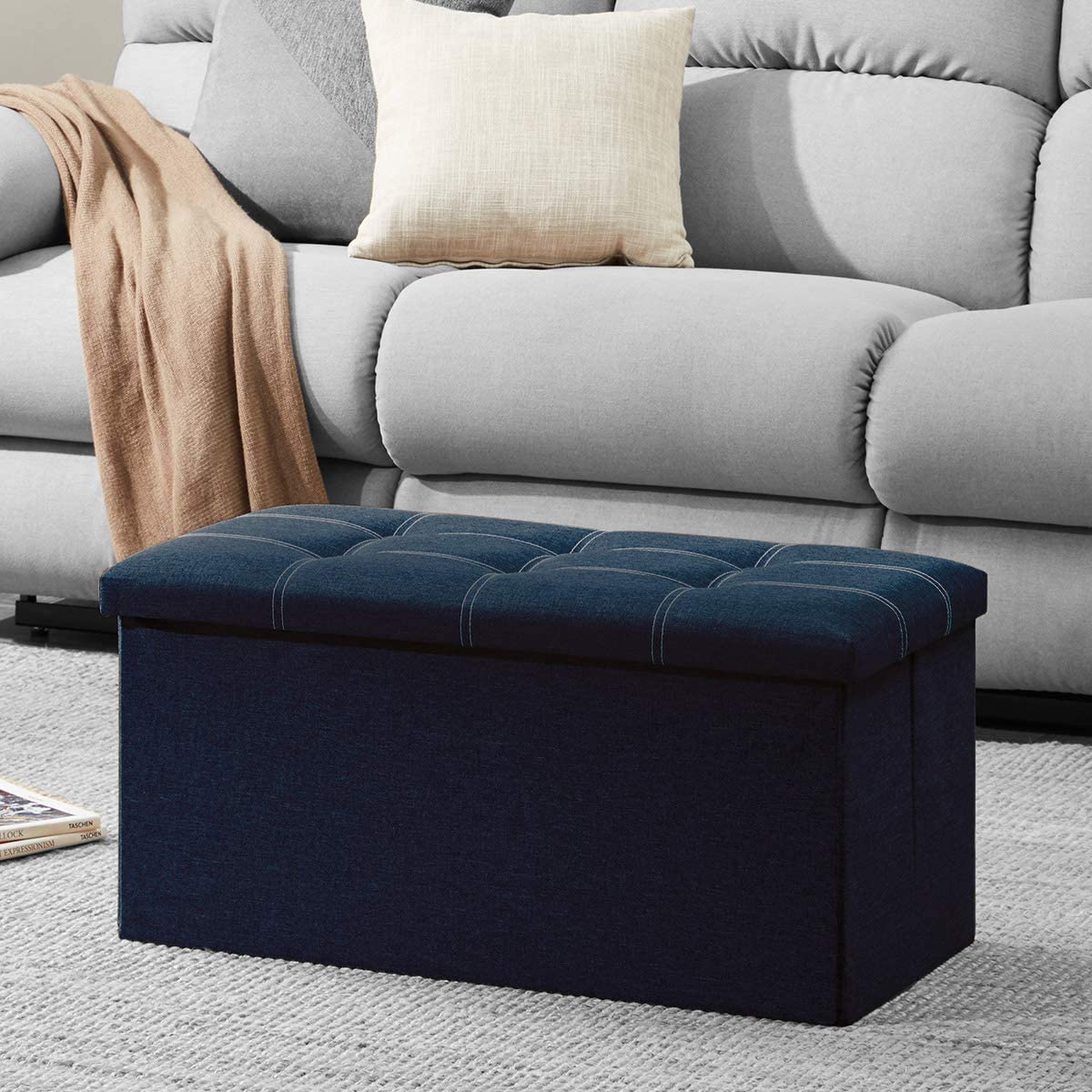 Ottomans : 30 inches Storage Ottoman Bench, Foldable Footrest