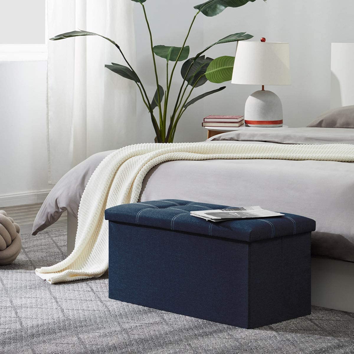 Ottomans : 30 inches Storage Ottoman Bench, Foldable Footrest