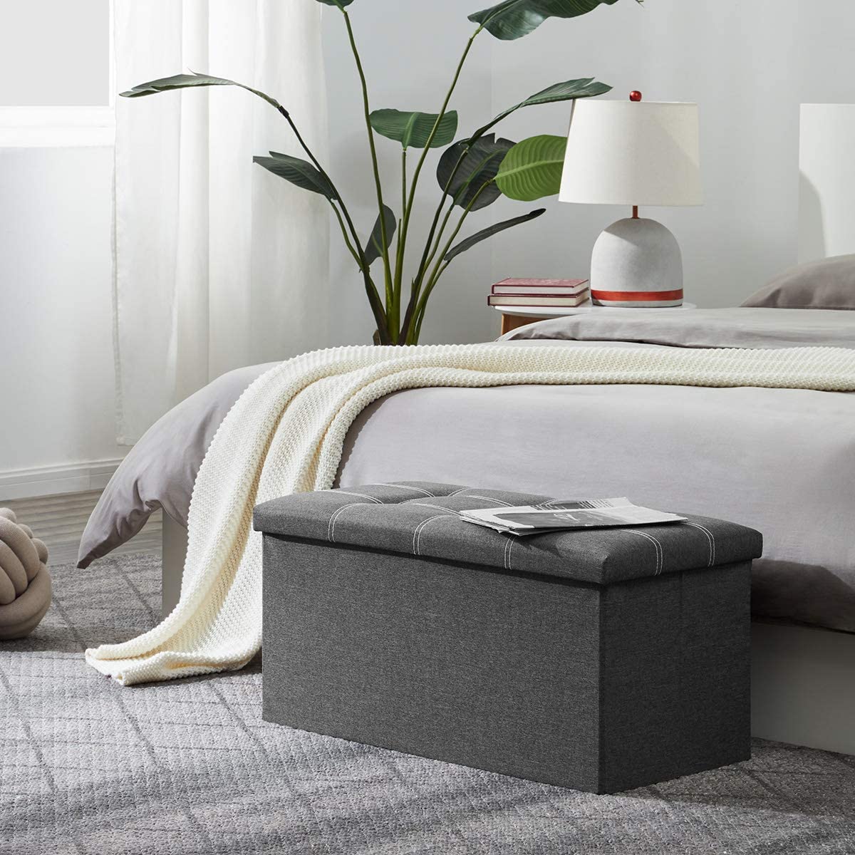 Ottomans : 30 inches Storage Ottoman Bench, Foldable Footrest