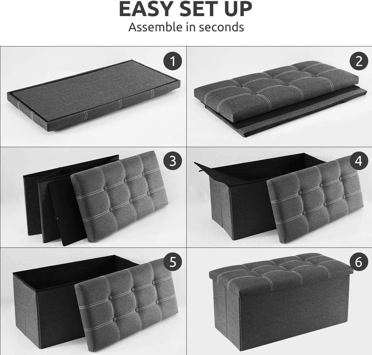 Ottomans : 30 inches Storage Ottoman Bench, Foldable Footrest