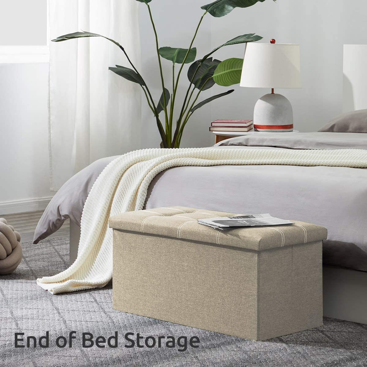 Ottomans : 30 inches Storage Ottoman Bench, Foldable Footrest