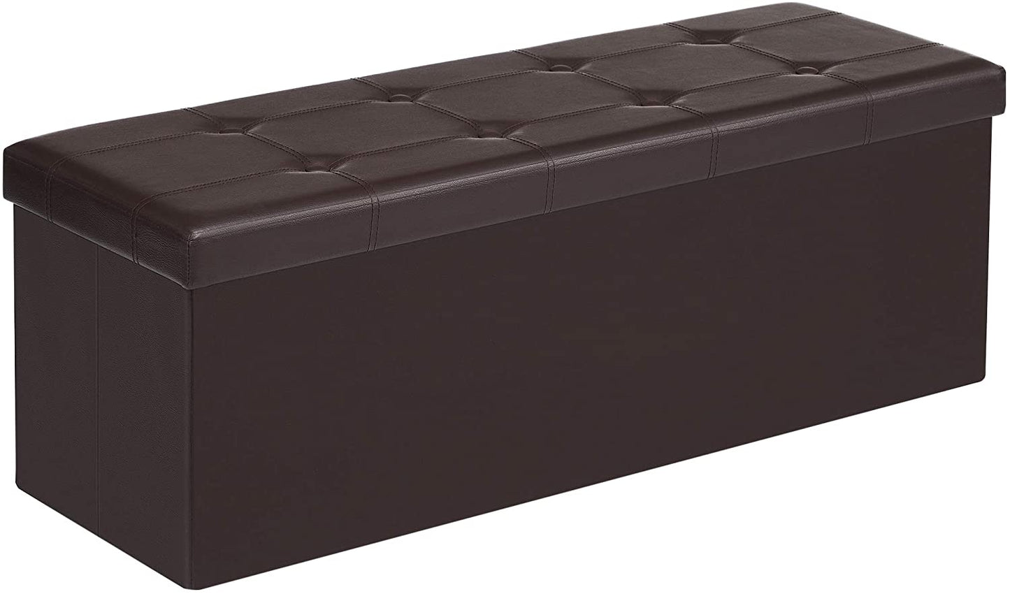 Ottomans : 43 Inches Folding Ottoman Bench, Storage Chest Footrest Padded Seat