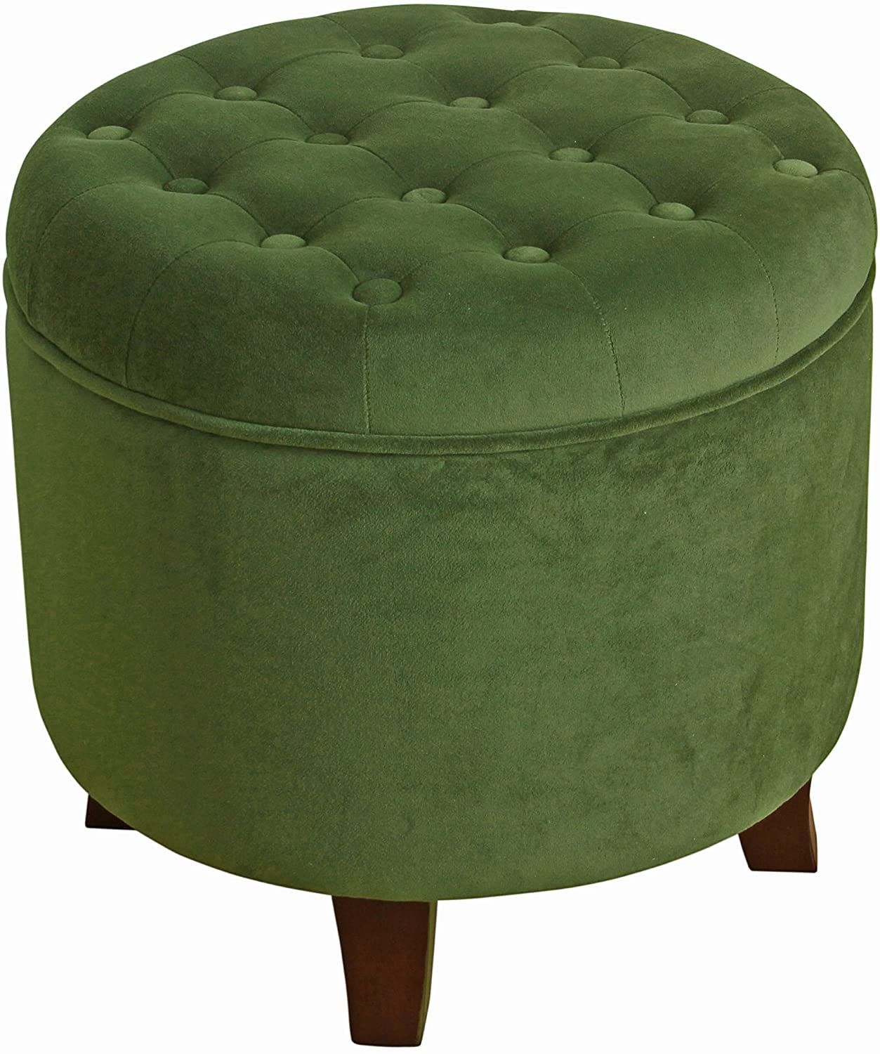 Ottomans : Fabric Upholstered Round Storage Ottoman with Removable Lid