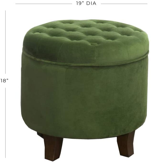 Ottomans : Fabric Upholstered Round Storage Ottoman with Removable Lid