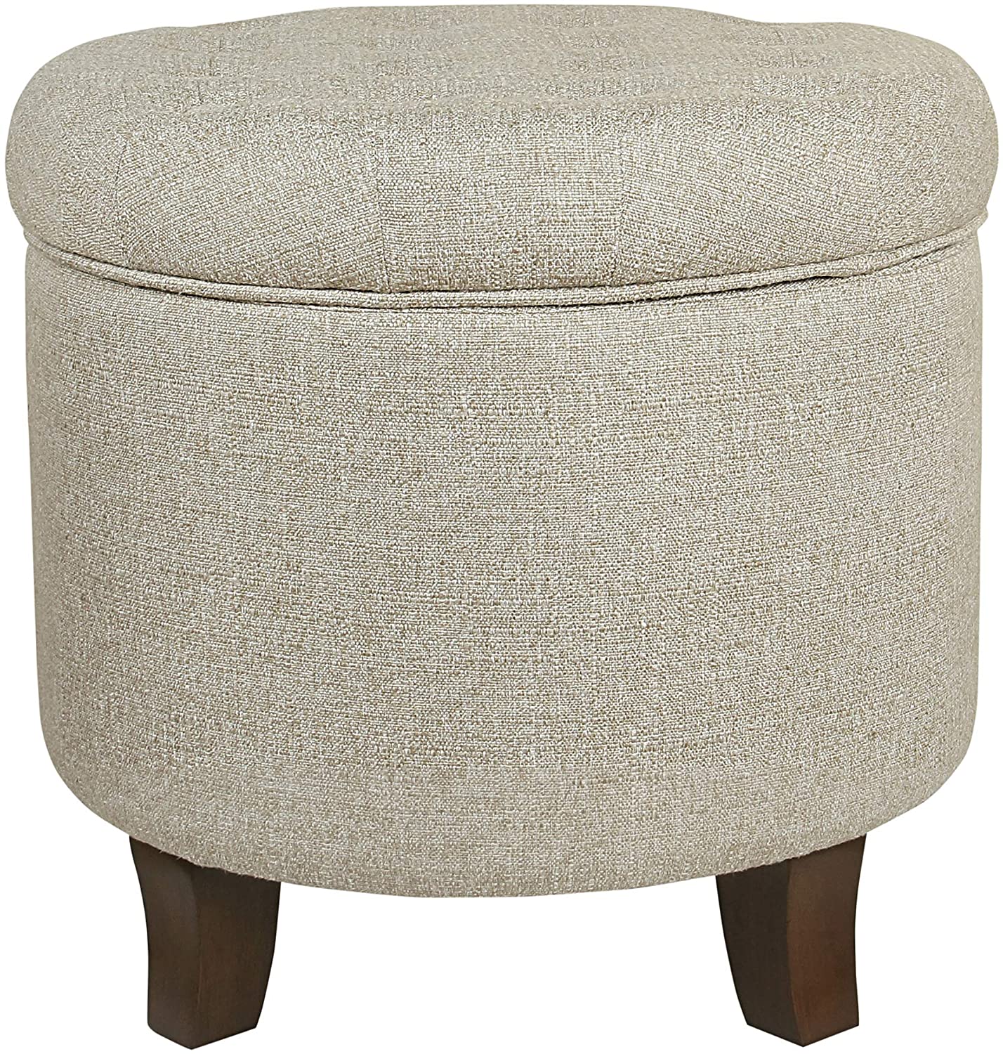 Ottomans : Fabric Upholstered Round Storage Ottoman with Removable Lid