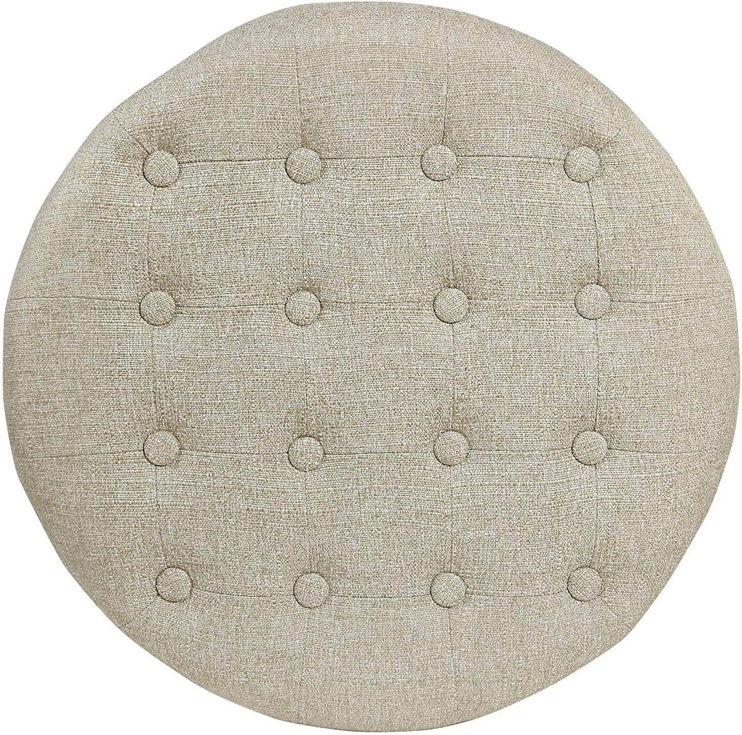 Ottomans : Fabric Upholstered Round Storage Ottoman with Removable Lid