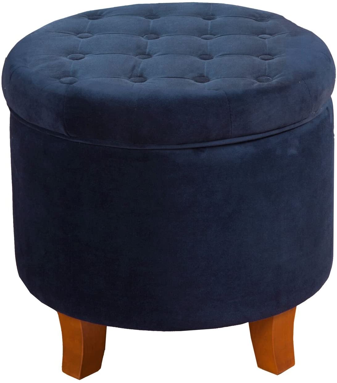 Ottomans : Fabric Upholstered Round Storage Ottoman with Removable Lid