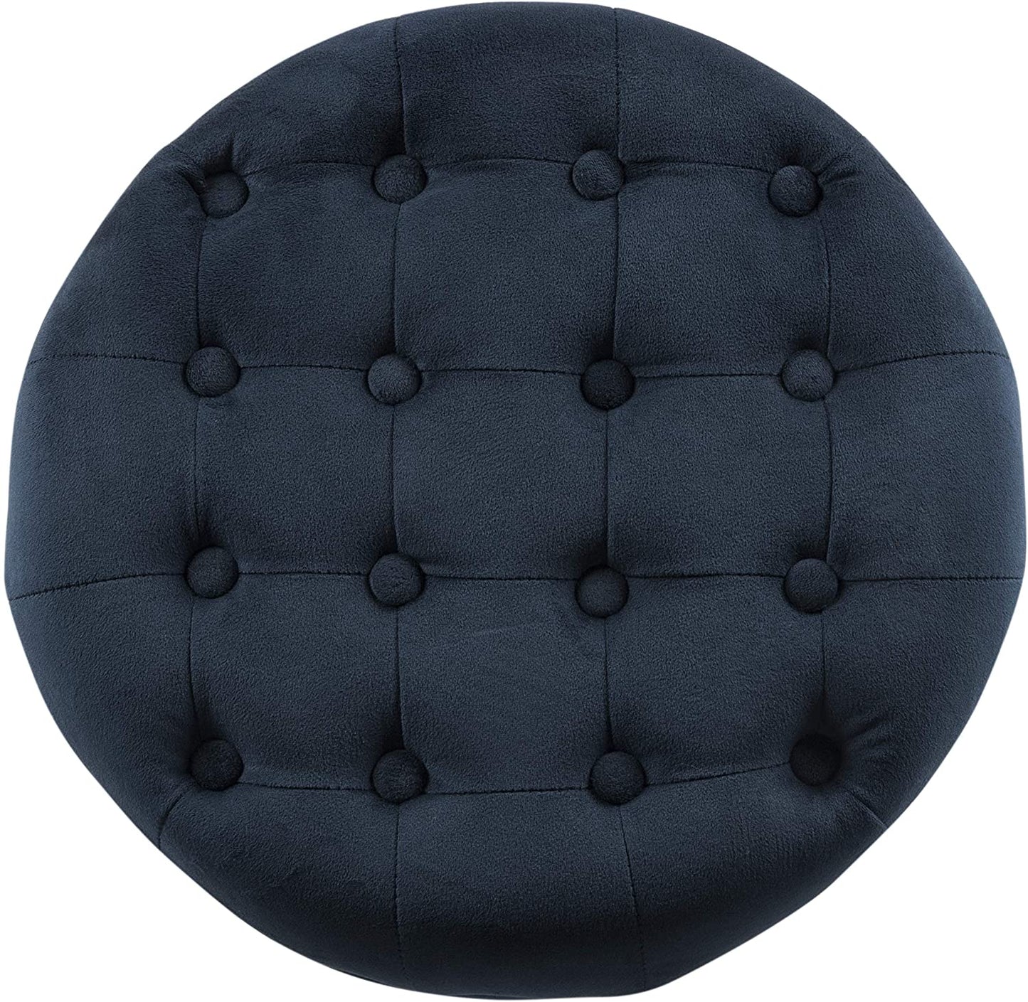Ottomans : Fabric Upholstered Round Storage Ottoman with Removable Lid
