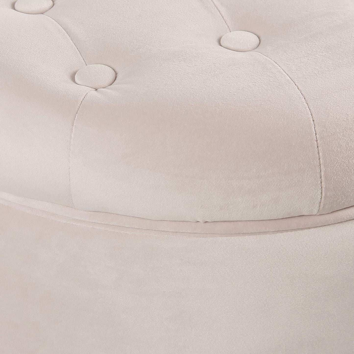 Ottomans : Fabric Upholstered Round Storage Ottoman with Removable Lid