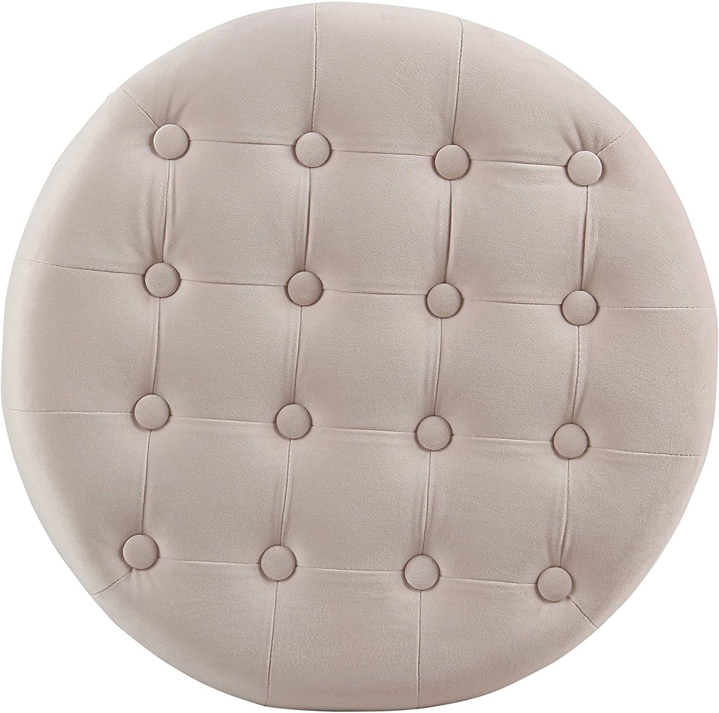 Ottomans : Fabric Upholstered Round Storage Ottoman with Removable Lid