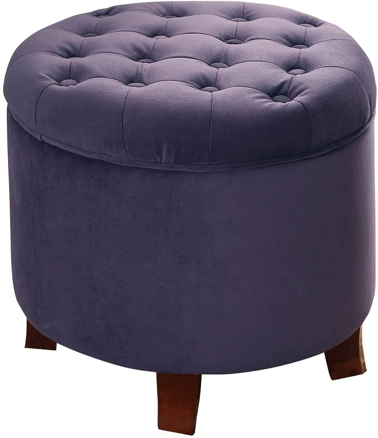 Ottomans : Fabric Upholstered Round Storage Ottoman with Removable Lid