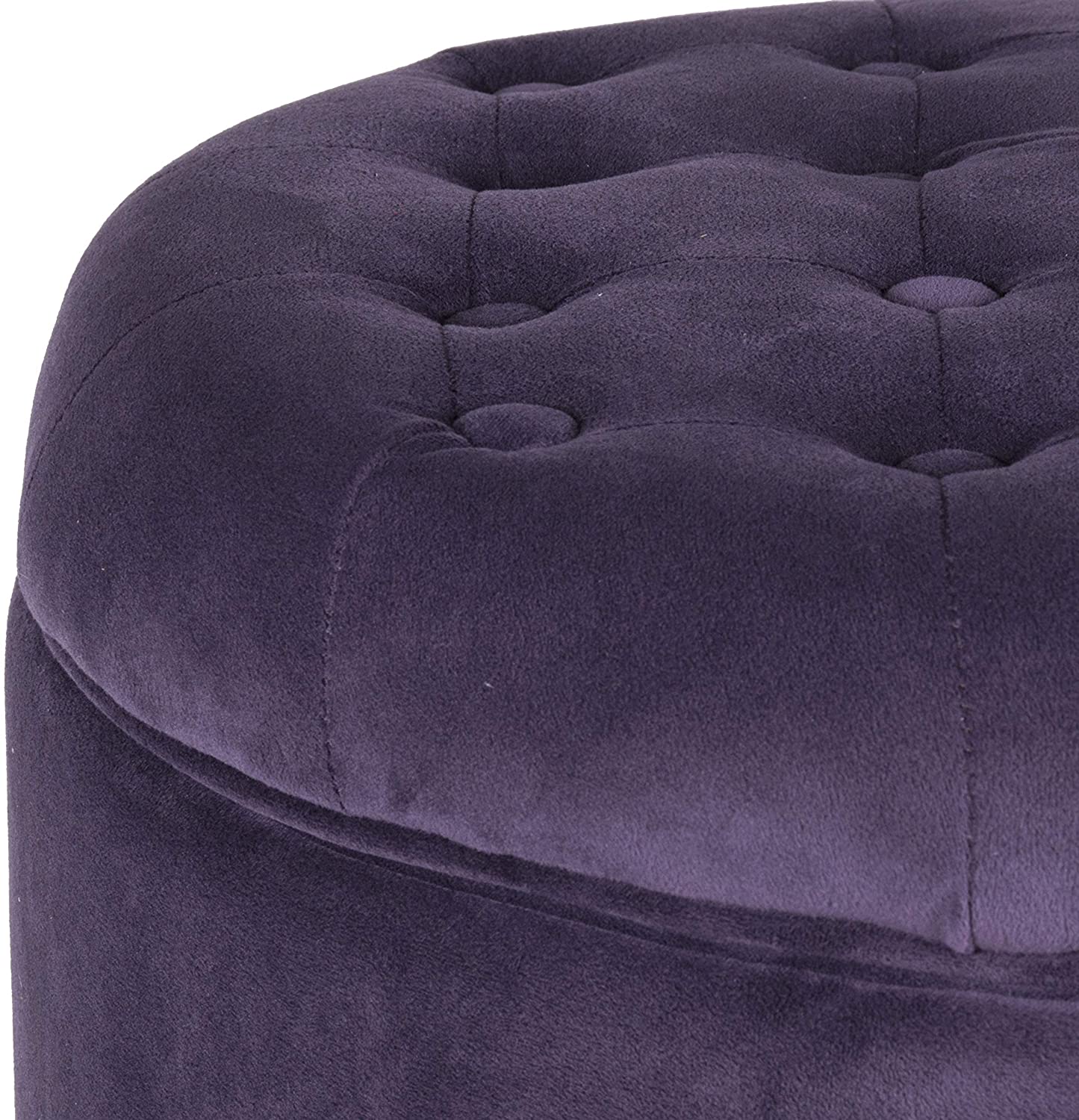 Ottomans : Fabric Upholstered Round Storage Ottoman with Removable Lid