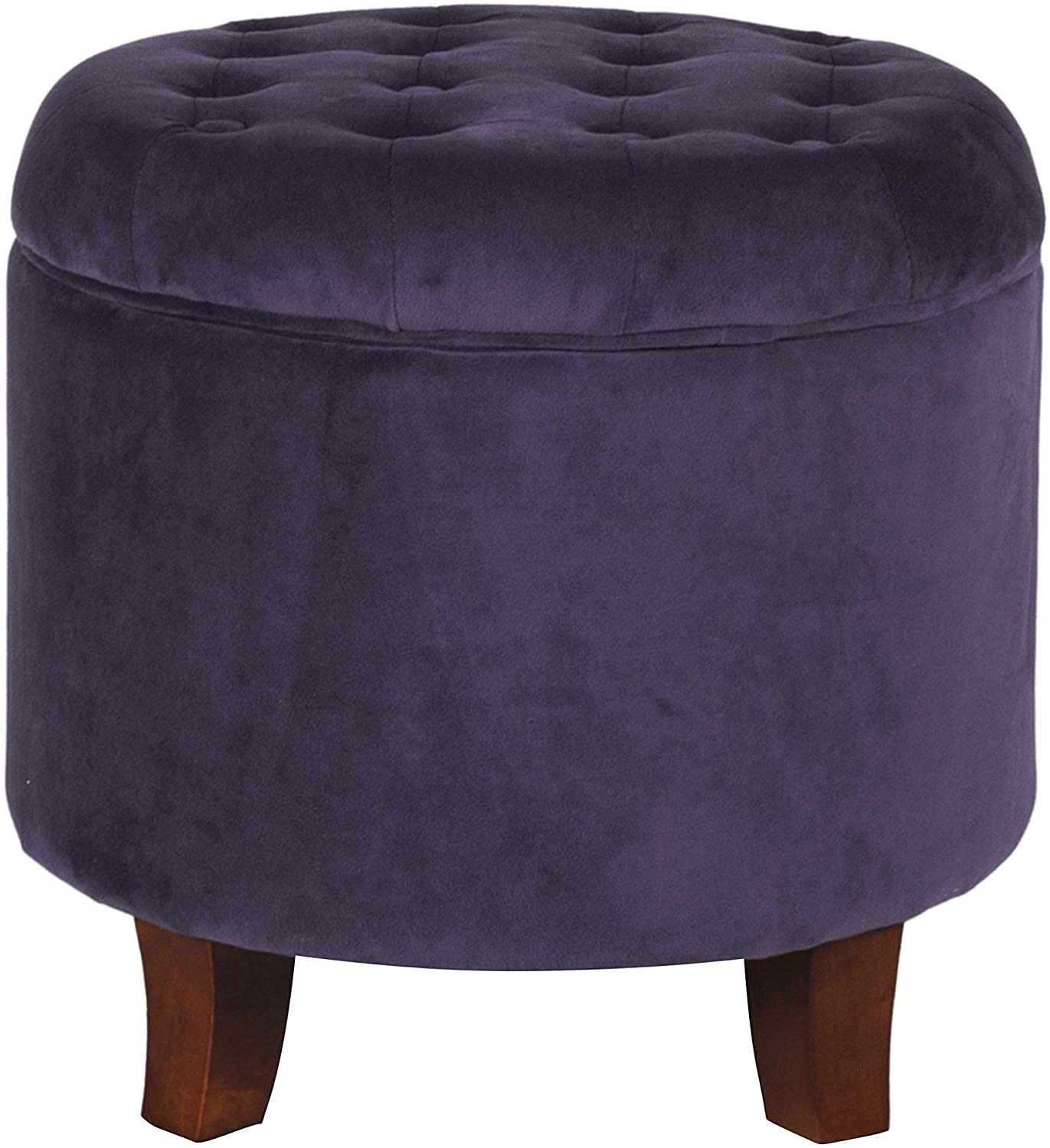 Ottomans : Fabric Upholstered Round Storage Ottoman with Removable Lid