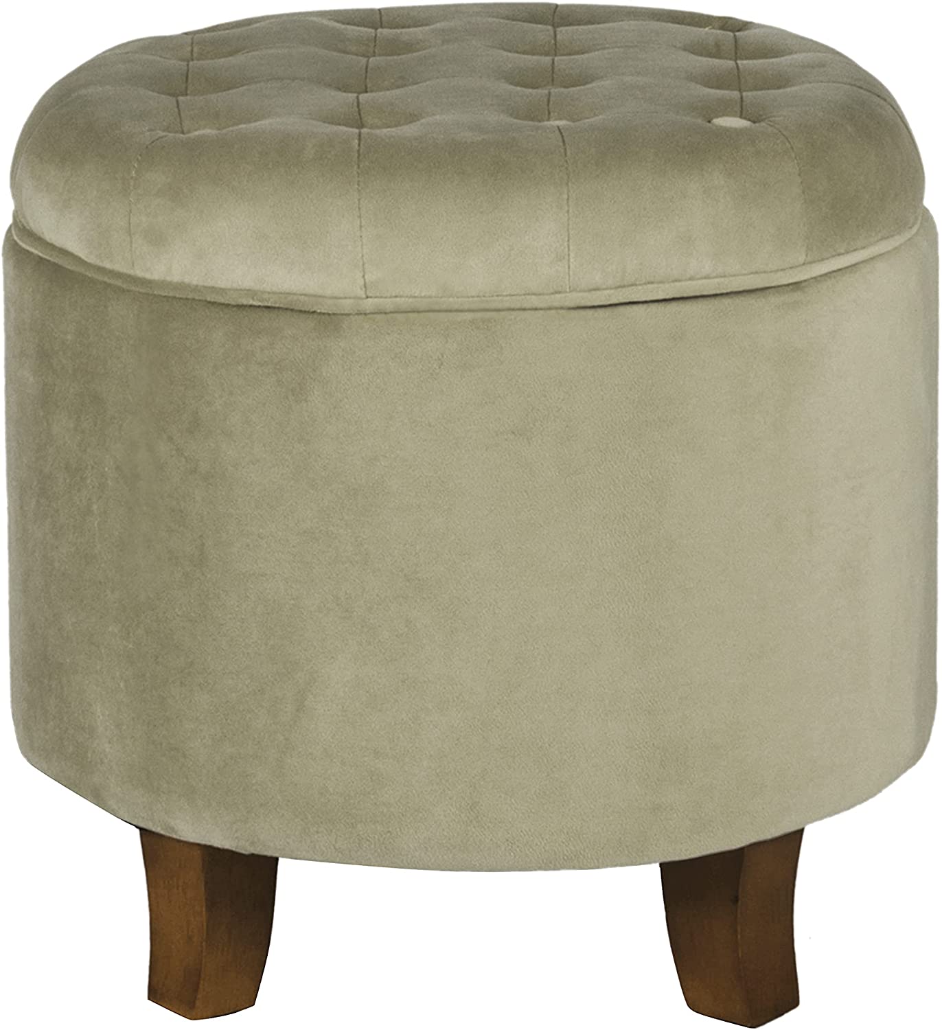 Ottomans : Fabric Upholstered Round Storage Ottoman with Removable Lid