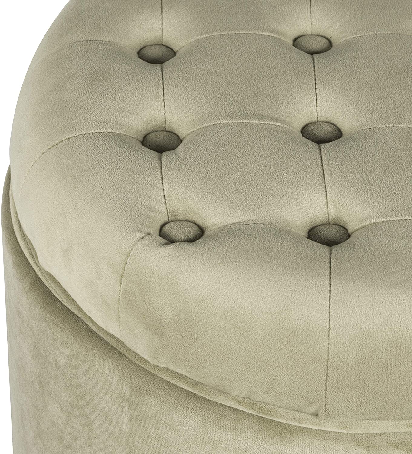 Ottomans : Fabric Upholstered Round Storage Ottoman with Removable Lid
