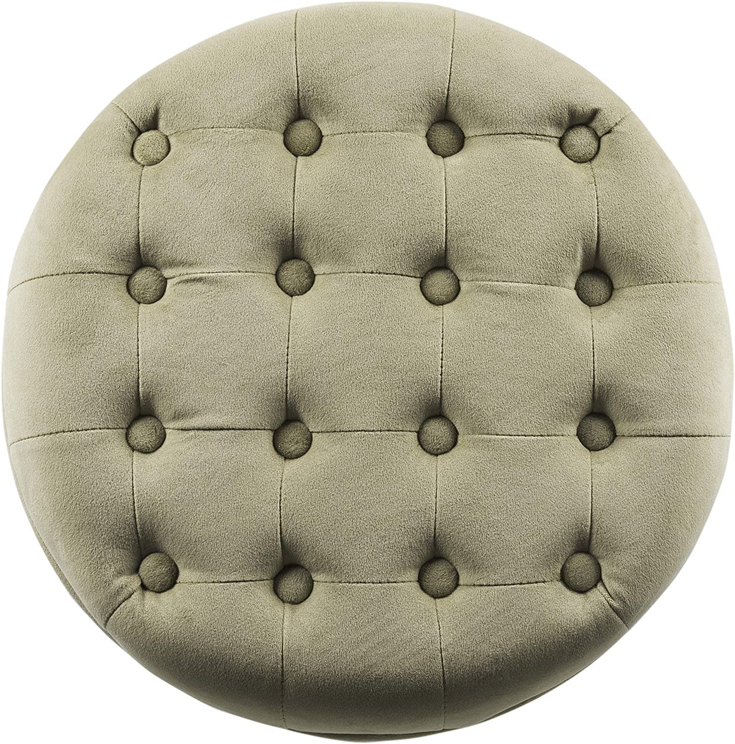 Ottomans : Fabric Upholstered Round Storage Ottoman with Removable Lid