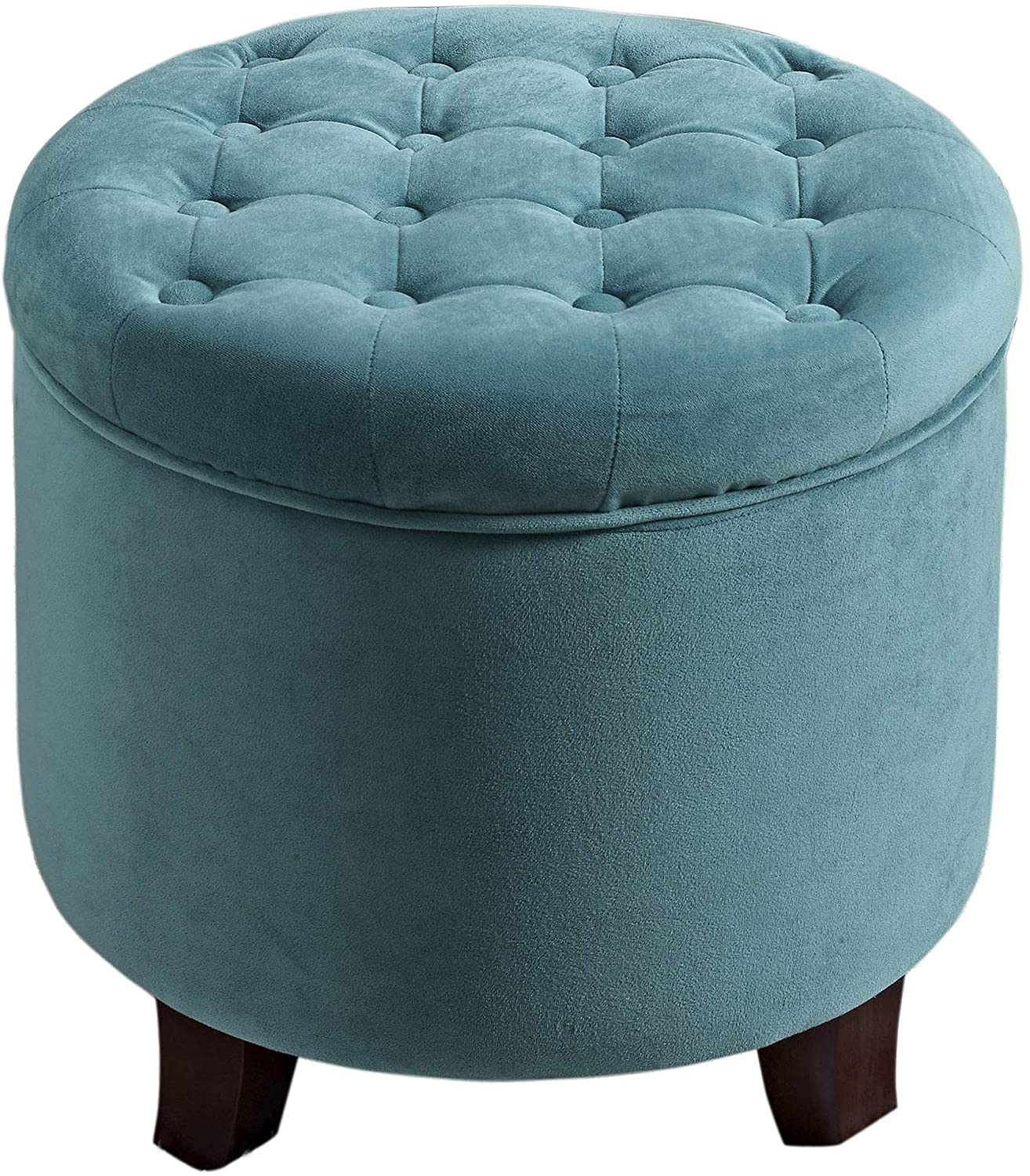Ottomans : Fabric Upholstered Round Storage Ottoman with Removable Lid