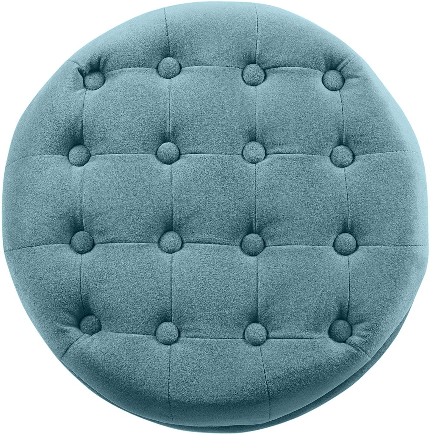 Ottomans : Fabric Upholstered Round Storage Ottoman with Removable Lid
