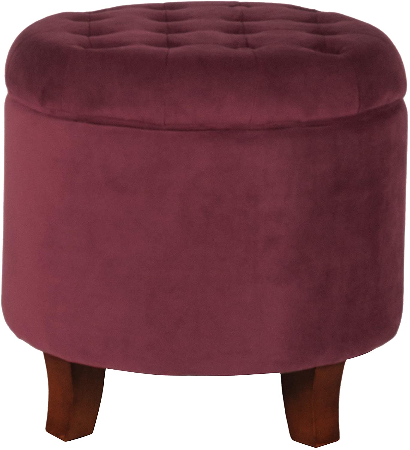 Ottomans : Fabric Upholstered Round Storage Ottoman with Removable Lid