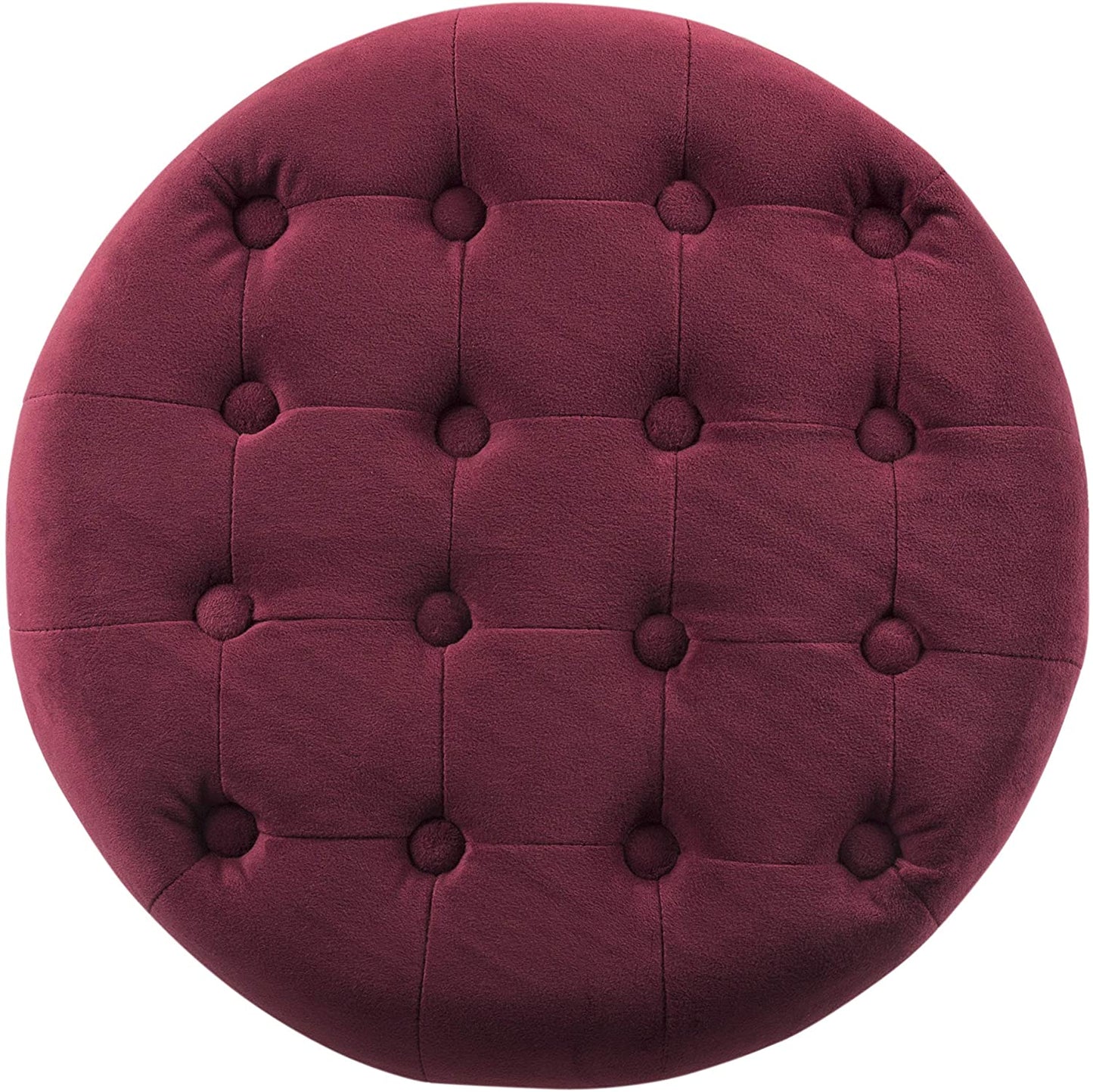 Ottomans : Fabric Upholstered Round Storage Ottoman with Removable Lid