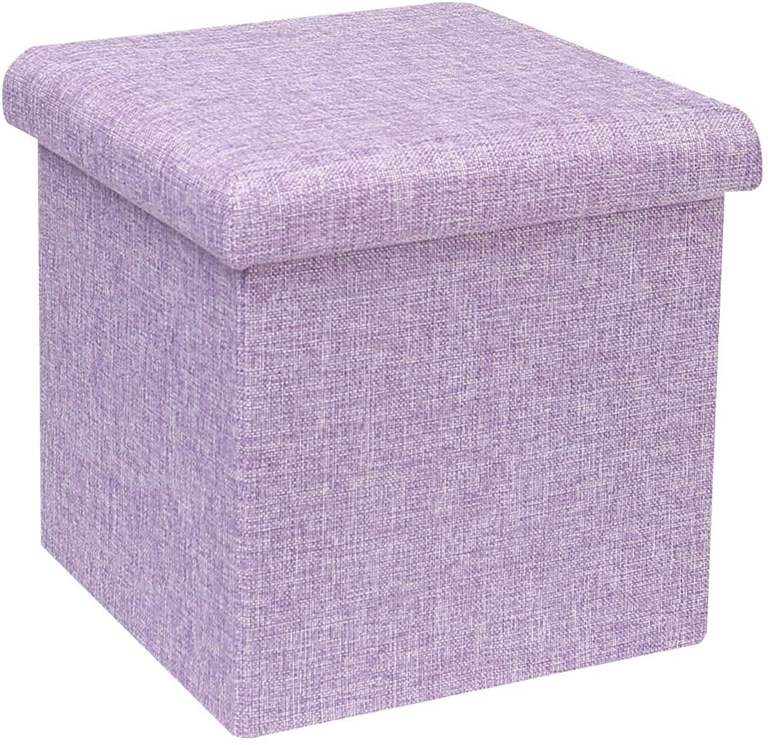 Ottomans : Folding Storage Ottoman Cube with Faux Leatherette
