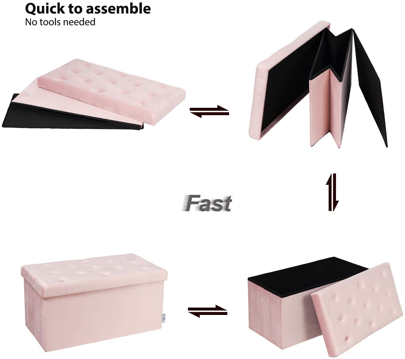 Ottomans : Folding Storage Ottoman, Long Shoes Bench, Velvet Footrest Stool Seat