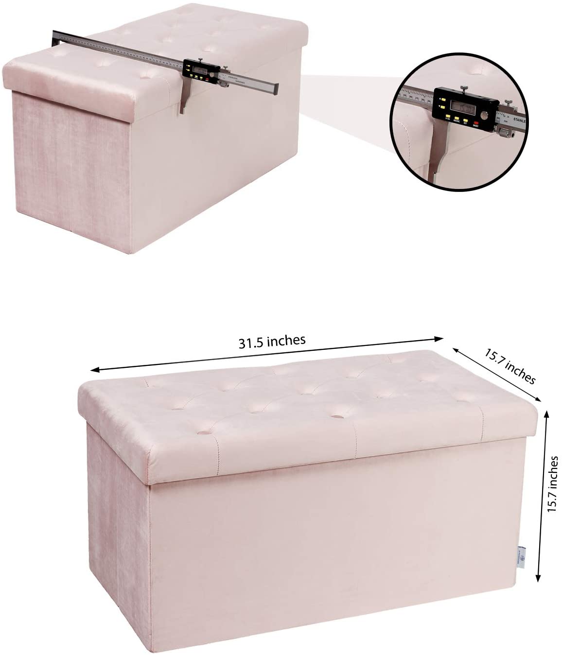 Ottomans : Folding Storage Ottoman, Long Shoes Bench, Velvet Footrest Stool Seat