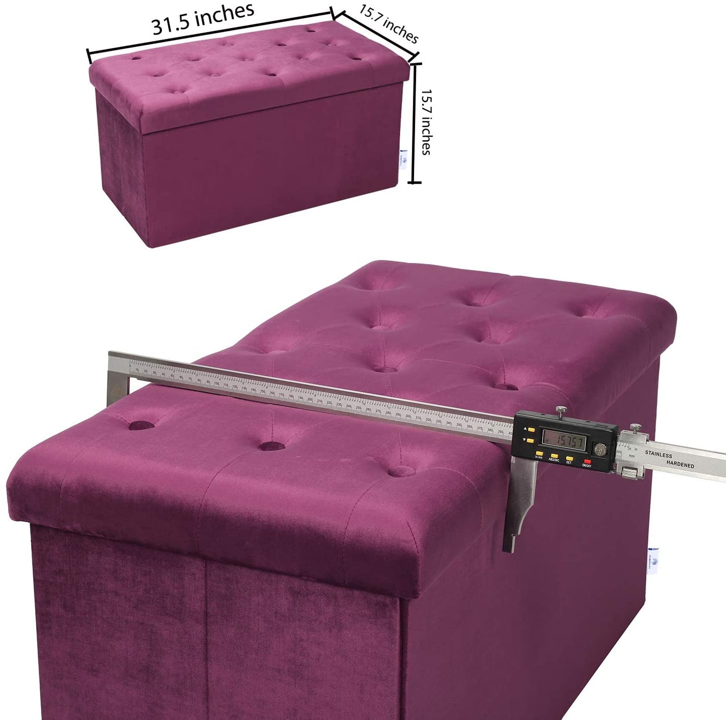 Ottomans : Folding Storage Ottoman, Long Shoes Bench, Velvet Footrest Stool Seat