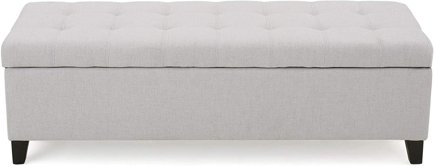 Ottomans : Home Mission Fabric Storage Ottoman, Light Grey