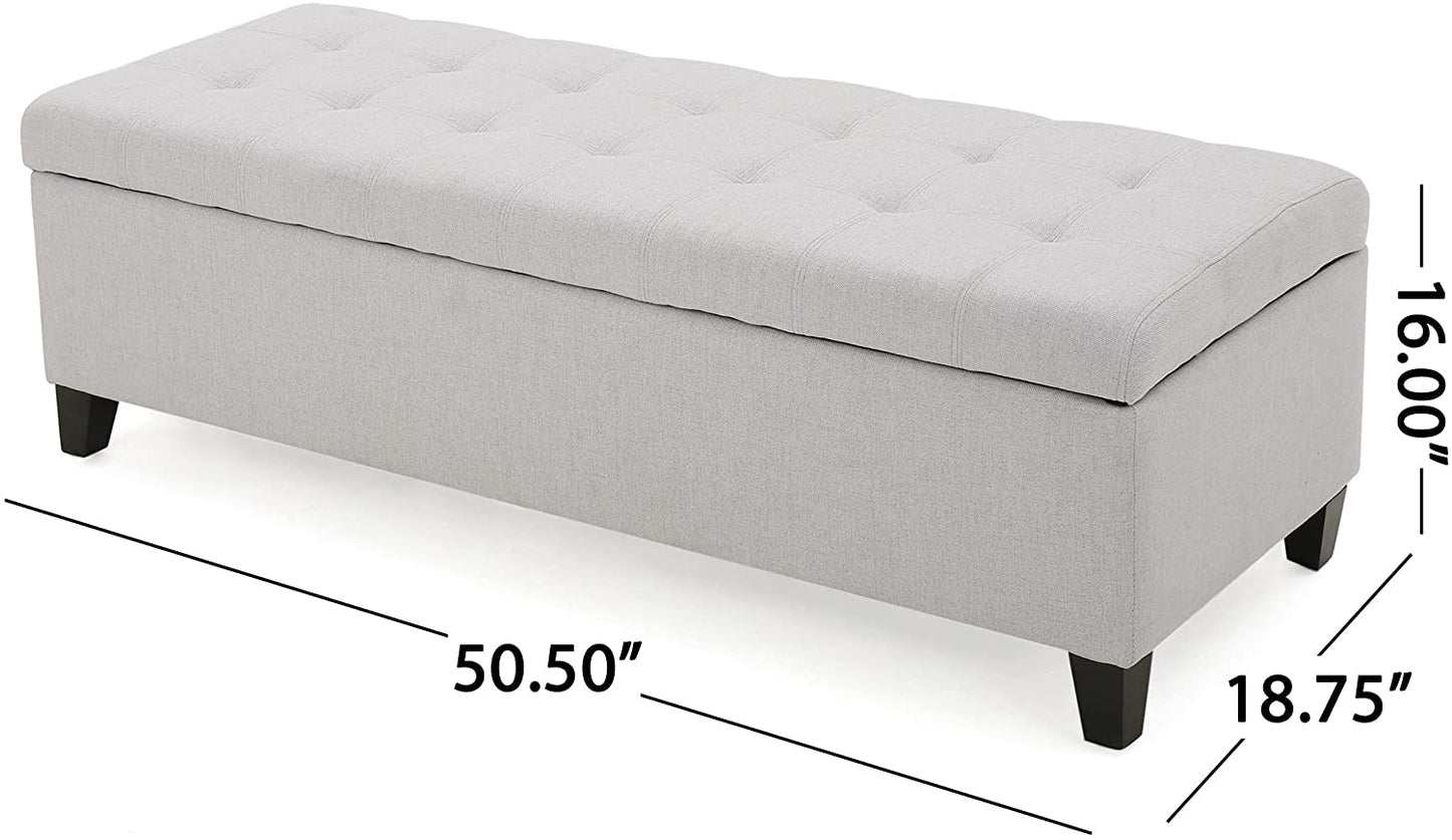 Ottomans : Home Mission Fabric Storage Ottoman, Light Grey