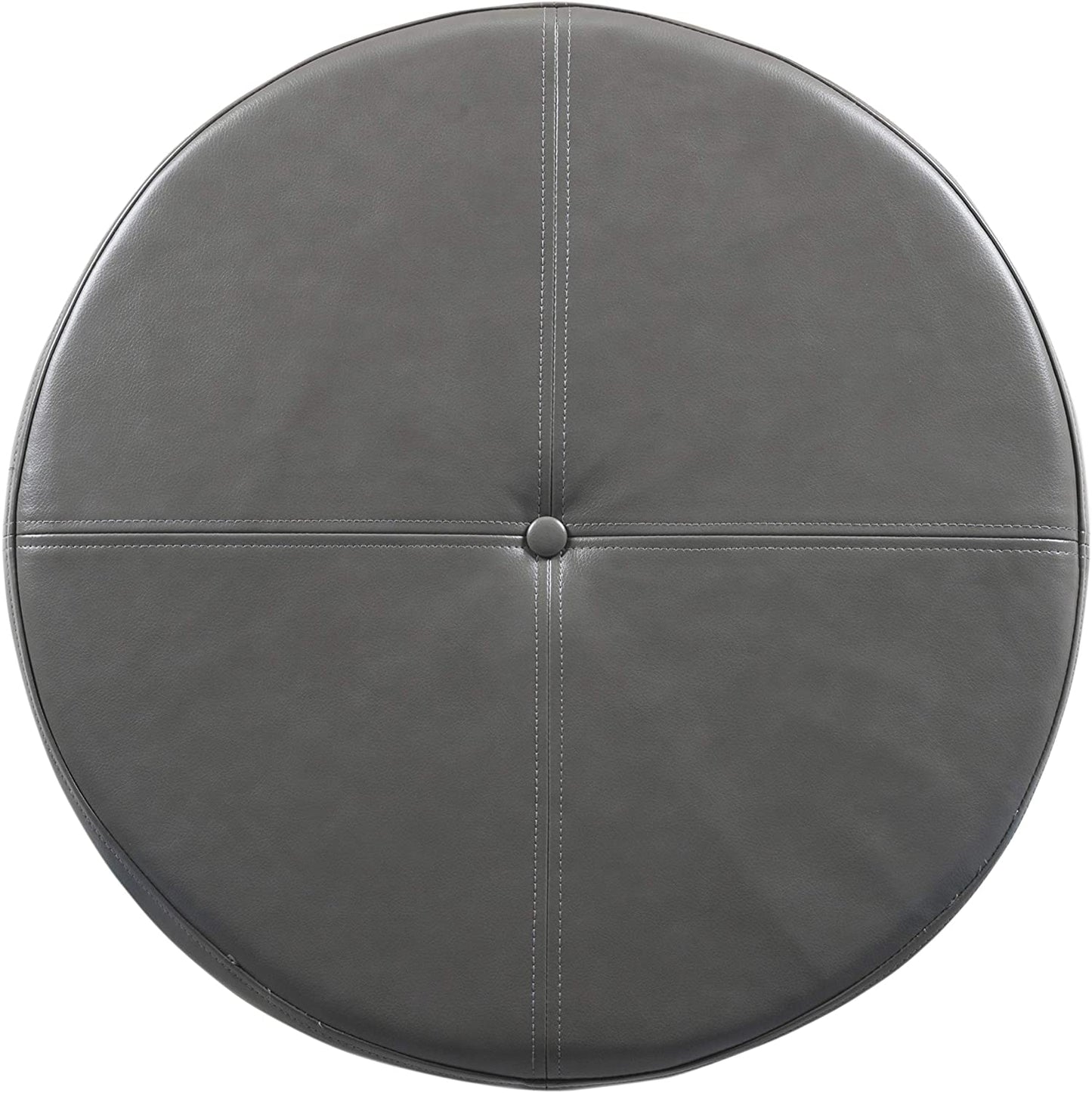 Ottomans : Large Leatherette Storage Ottoman Distressed Brown Faux Leatherette