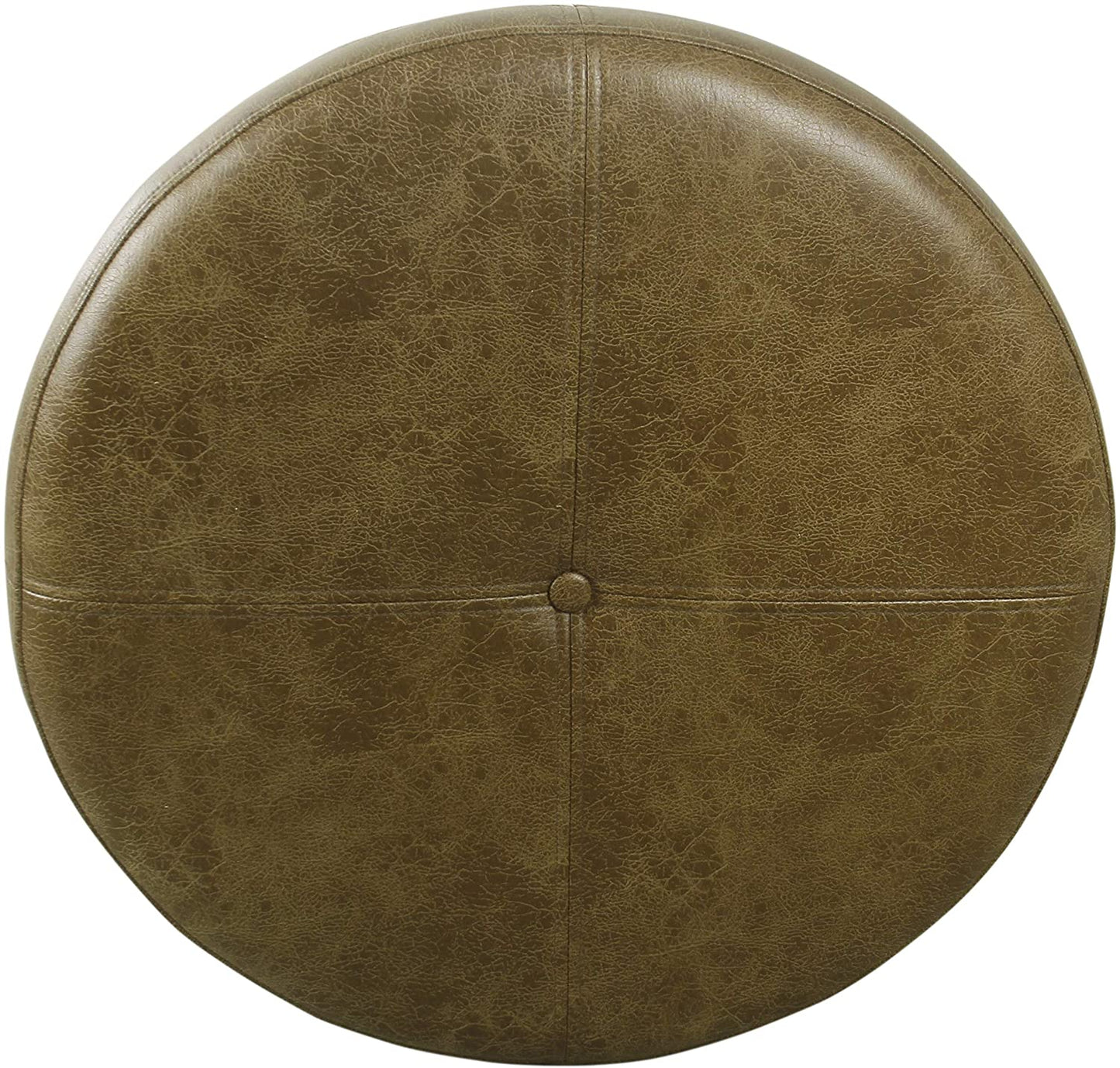 Ottomans : Large Leatherette Storage Ottoman Distressed Brown Faux Leatherette