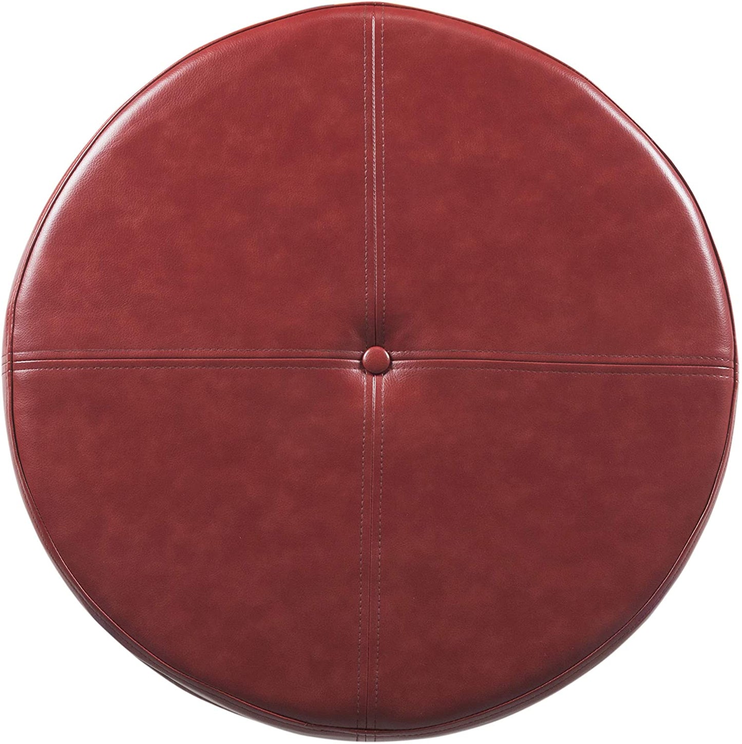 Ottomans : Large Leatherette Storage Ottoman Distressed Brown Faux Leatherette
