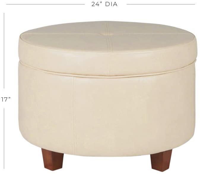 Ottomans : Large Leatherette Storage Ottoman Distressed Brown Faux Leatherette