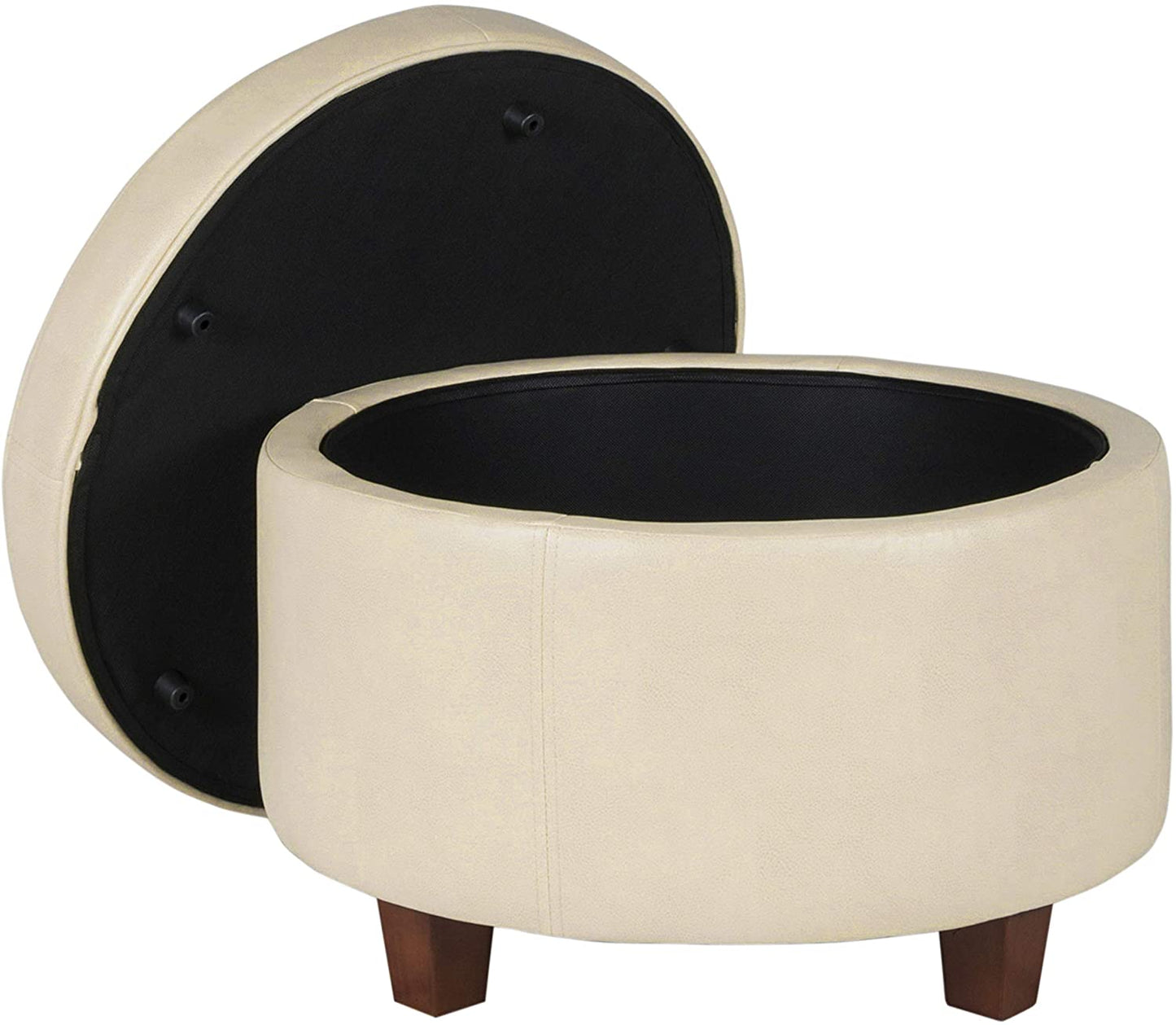 Ottomans : Large Leatherette Storage Ottoman Distressed Brown Faux Leatherette