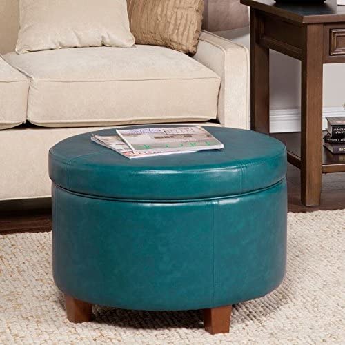 Ottomans : Large Leatherette Storage Ottoman Distressed Brown Faux Leatherette