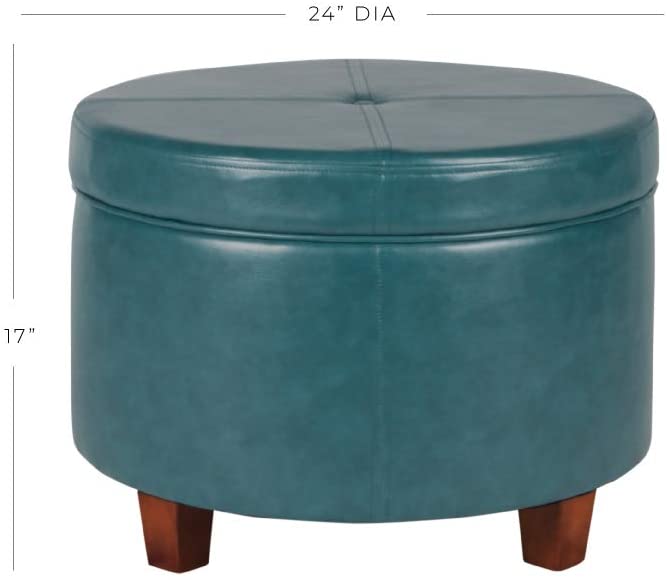 Ottomans : Large Leatherette Storage Ottoman Distressed Brown Faux Leatherette