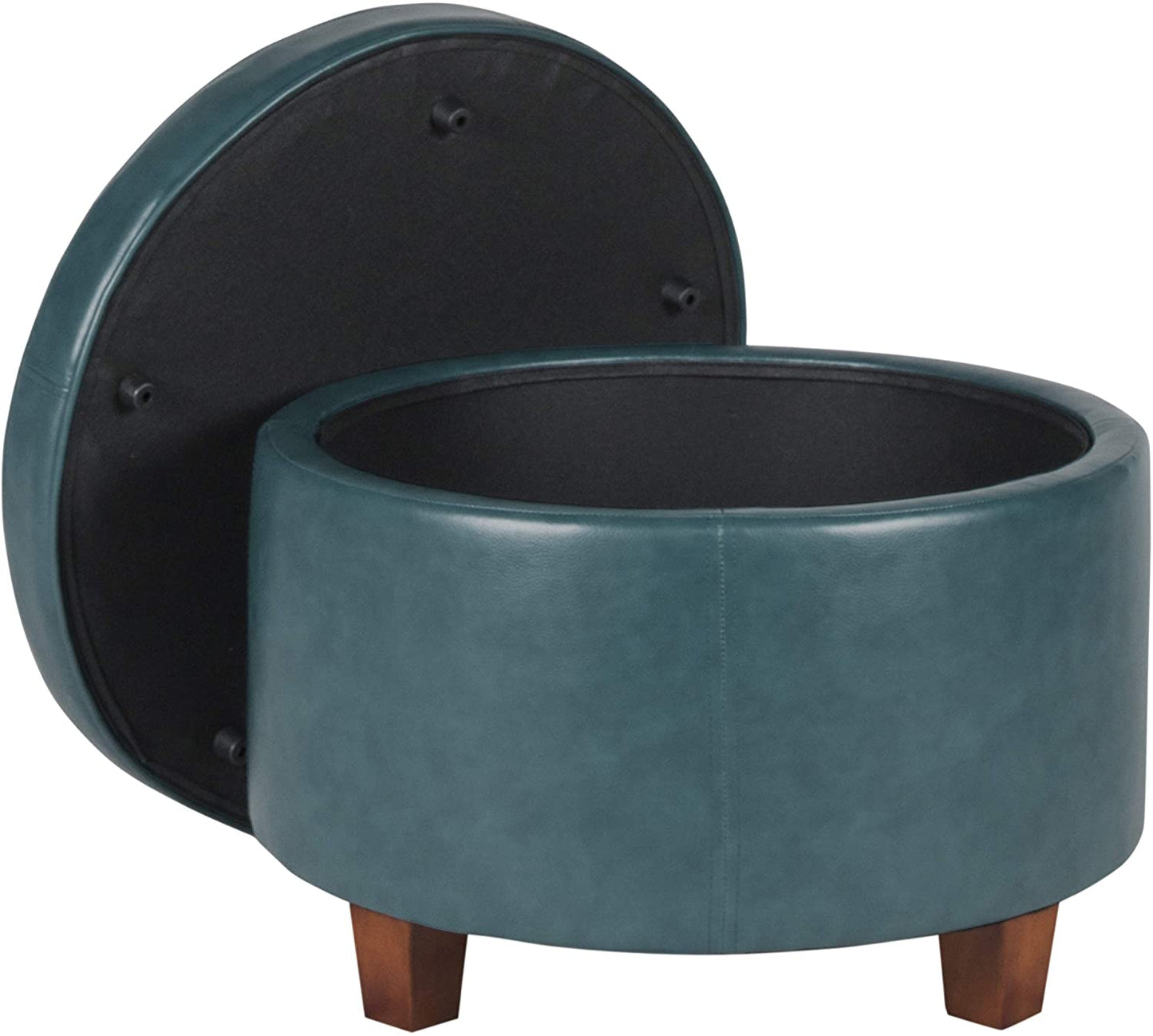 Ottomans : Large Leatherette Storage Ottoman Distressed Brown Faux Leatherette